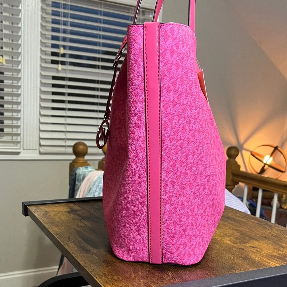 Michael Kors Pink MK Logo Tote with Signature Charm - Picture 7 of 12